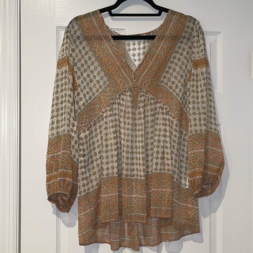 Rose&Olive,Long sleeve,Bohemian Style Blouse,SizeM